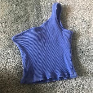 BLUE one shoulder crop top